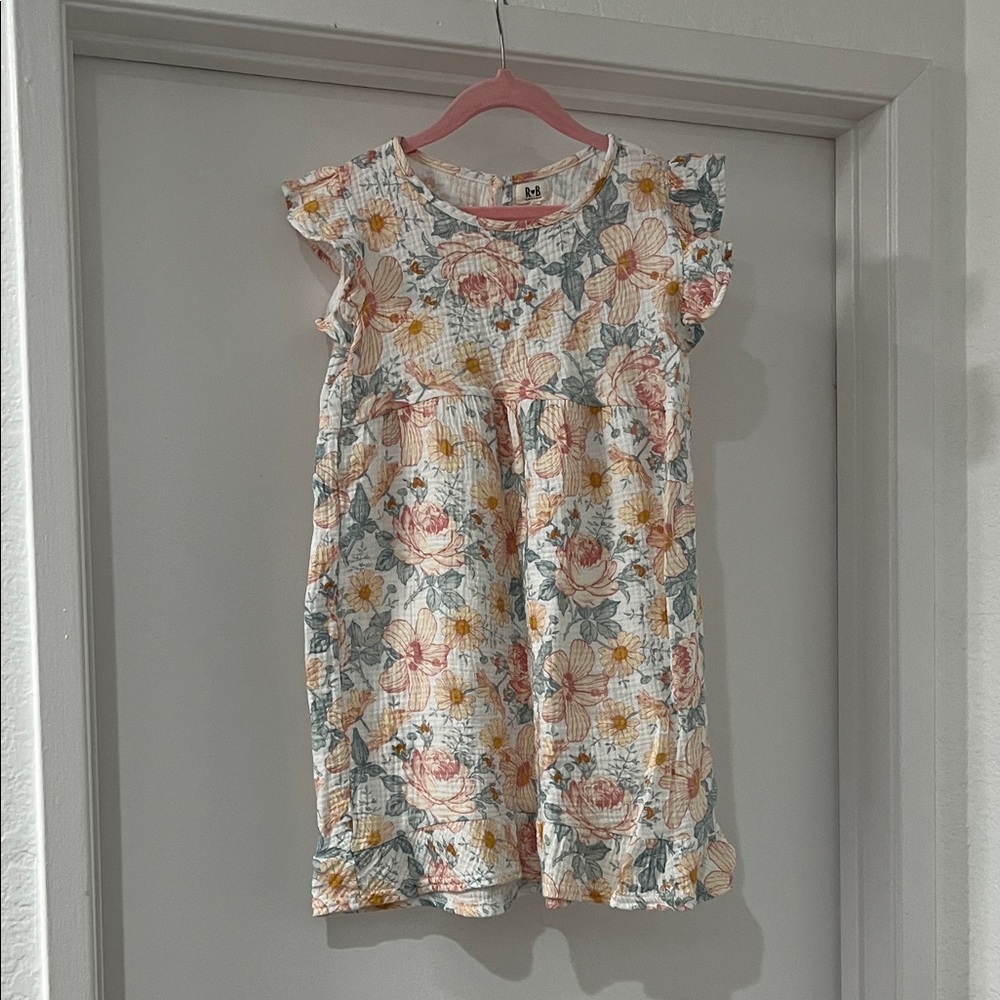 Floral Kids Dress - Pink and White